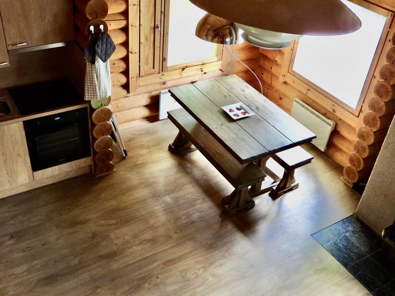 Dining area and kitchen.
